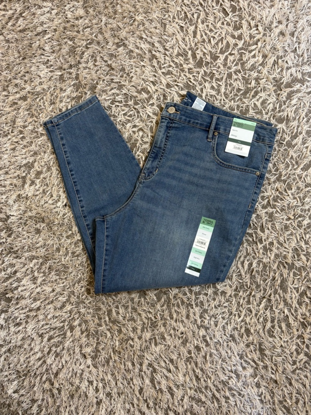 Terra & Sky Womens Plus Size Skinny High Rise Jeans 22W Petite NWT Stretch